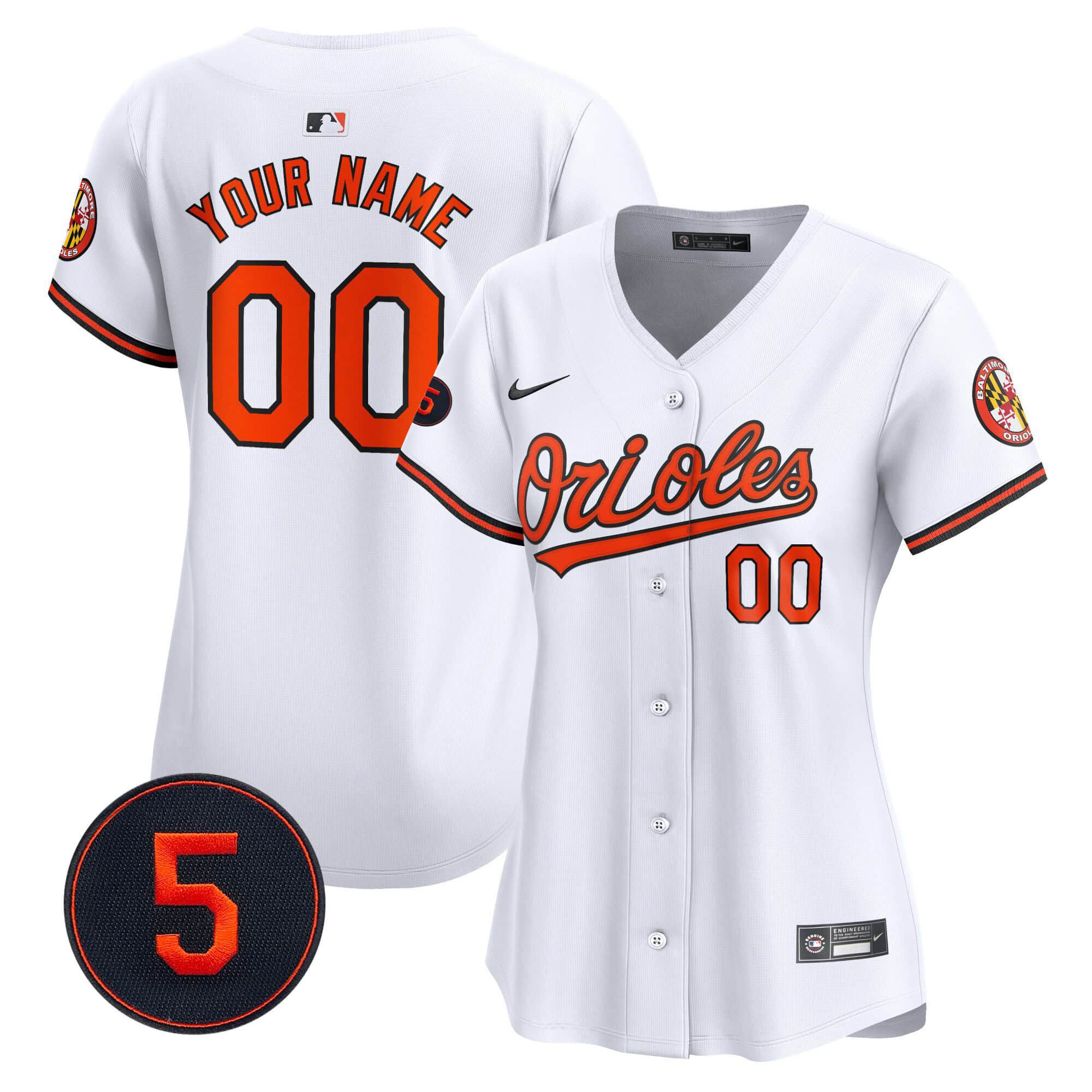 Women Baltimore Orioles White 2024 Nike Robinson Patch Vapor Premier Limited Custom MLB Jersey style 1->->